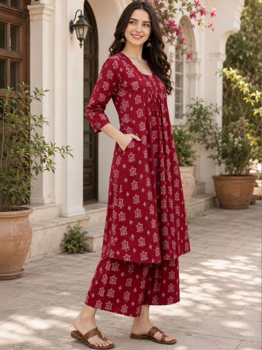 NEW ETHNIC 4 YOU Women Printed Regular Kurta with Palazzos thumbnail 5