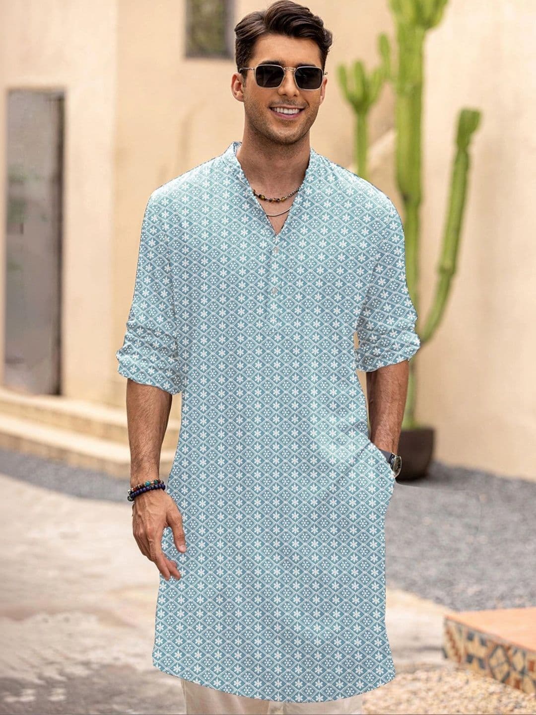 Anouk Men Geometric Embroidery Kurta thumbnail 2