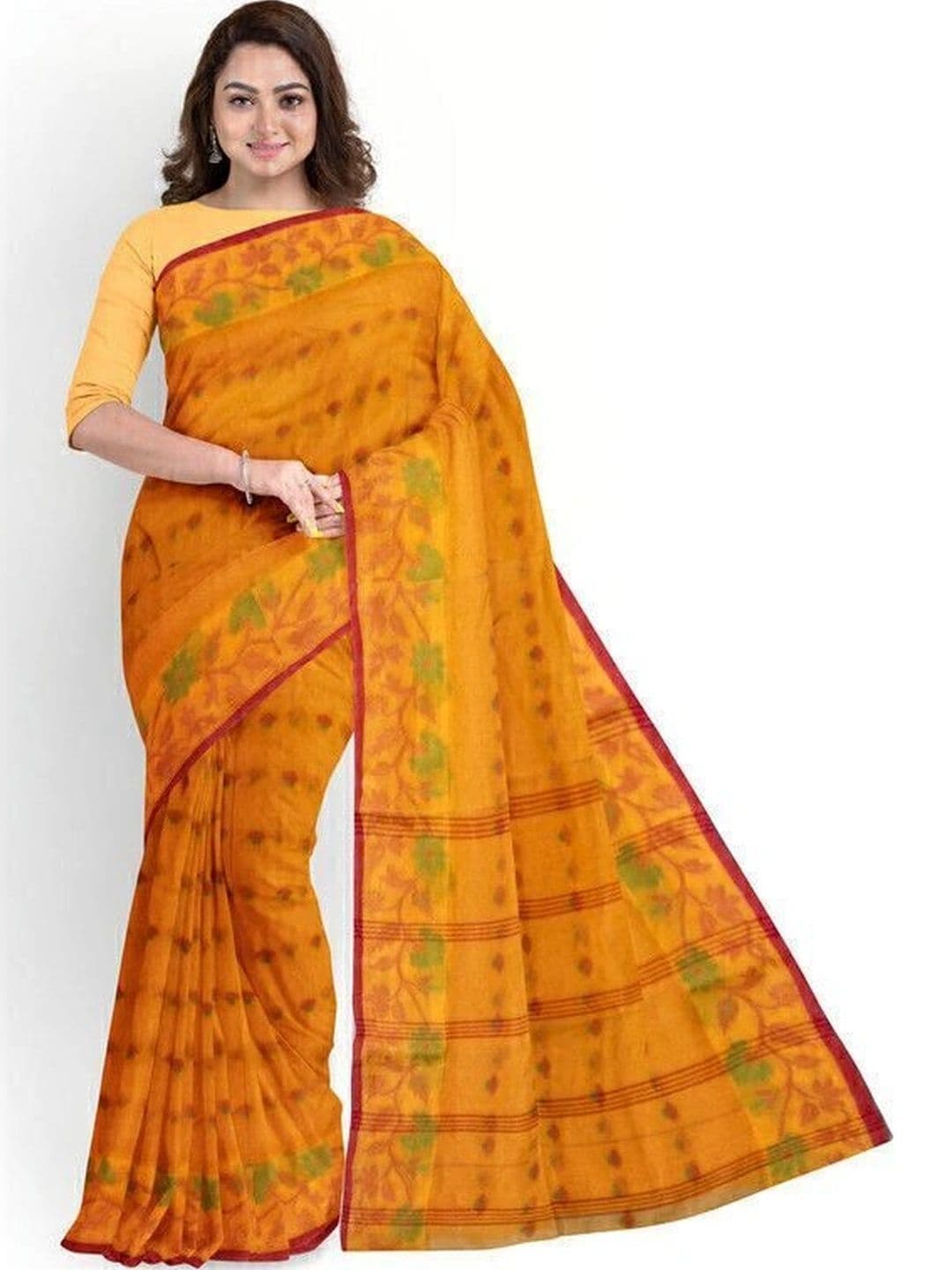 TANTSHREE Floral Pure Cotton Saree - view 1