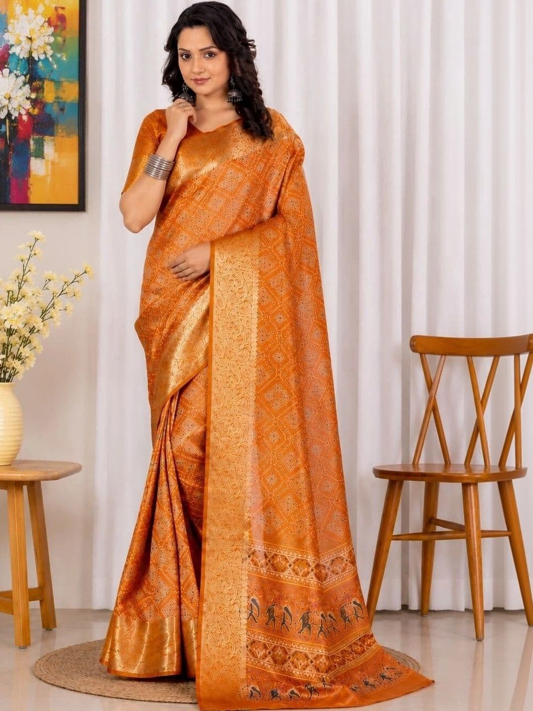 Sampada india Woven Design Zari Silk Blend Saree thumbnail 4
