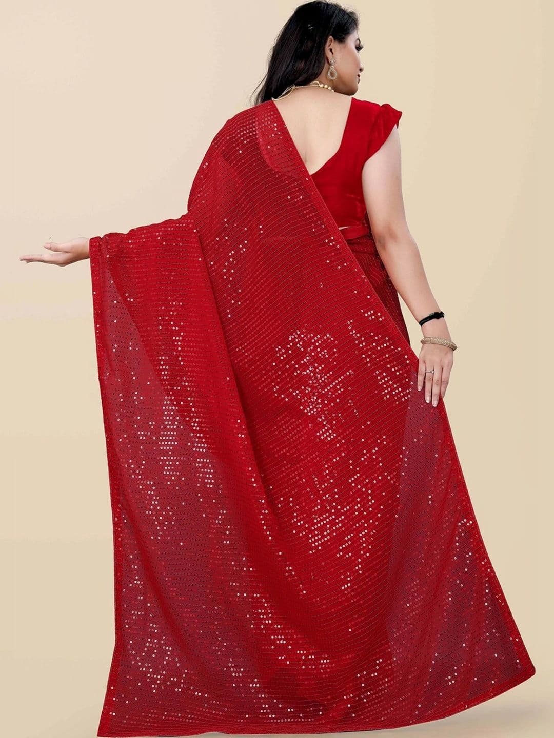 FashionsEye Embellished Sequinned Poly Georgette Designer Saree thumbnail 2