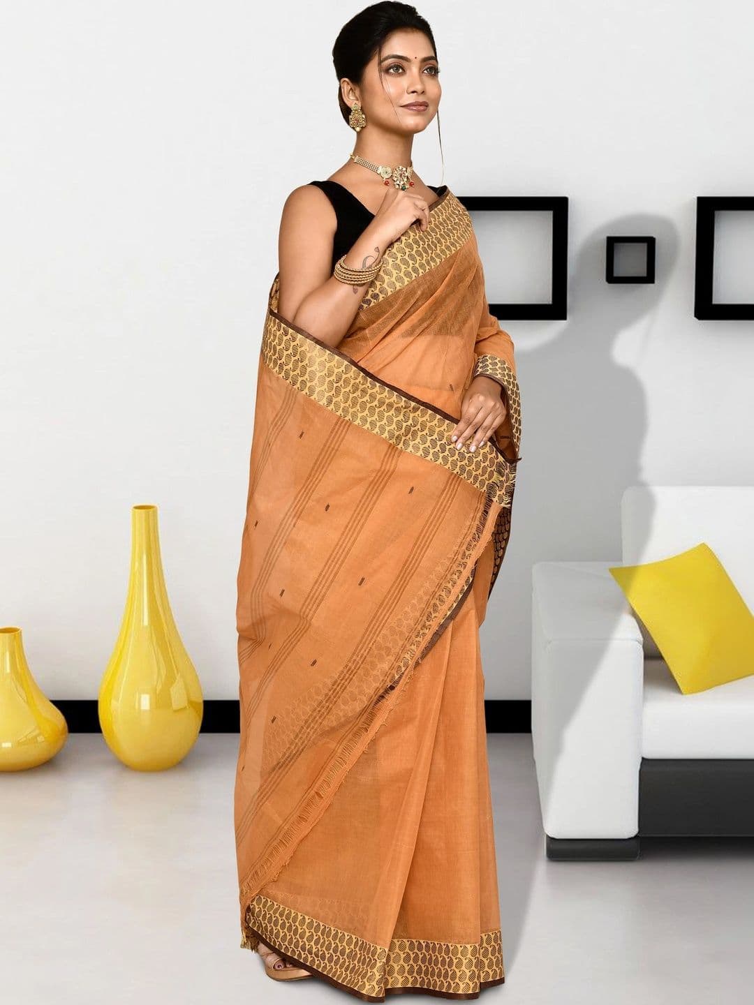 TANTSHREE Striped Pure Cotton Saree thumbnail 7
