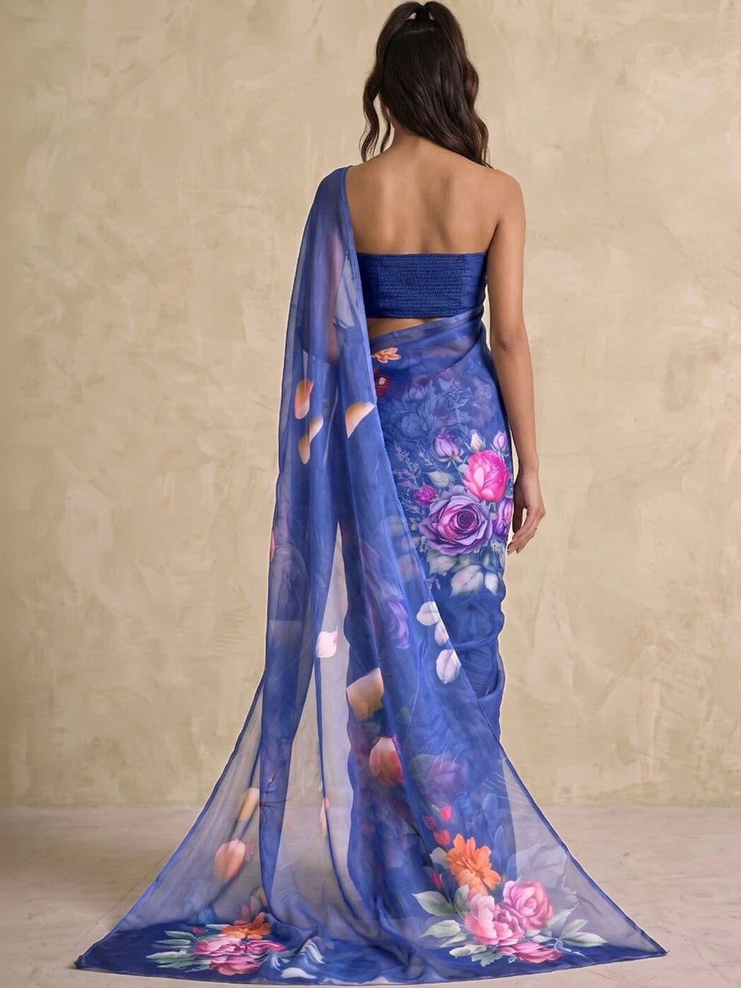 SAARA Floral Pure Georgette Saree thumbnail 7