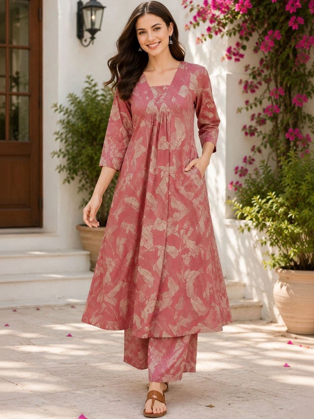 HIVA TRENDZ Women Floral Printed Empire Kurta with Palazzos - view 1
