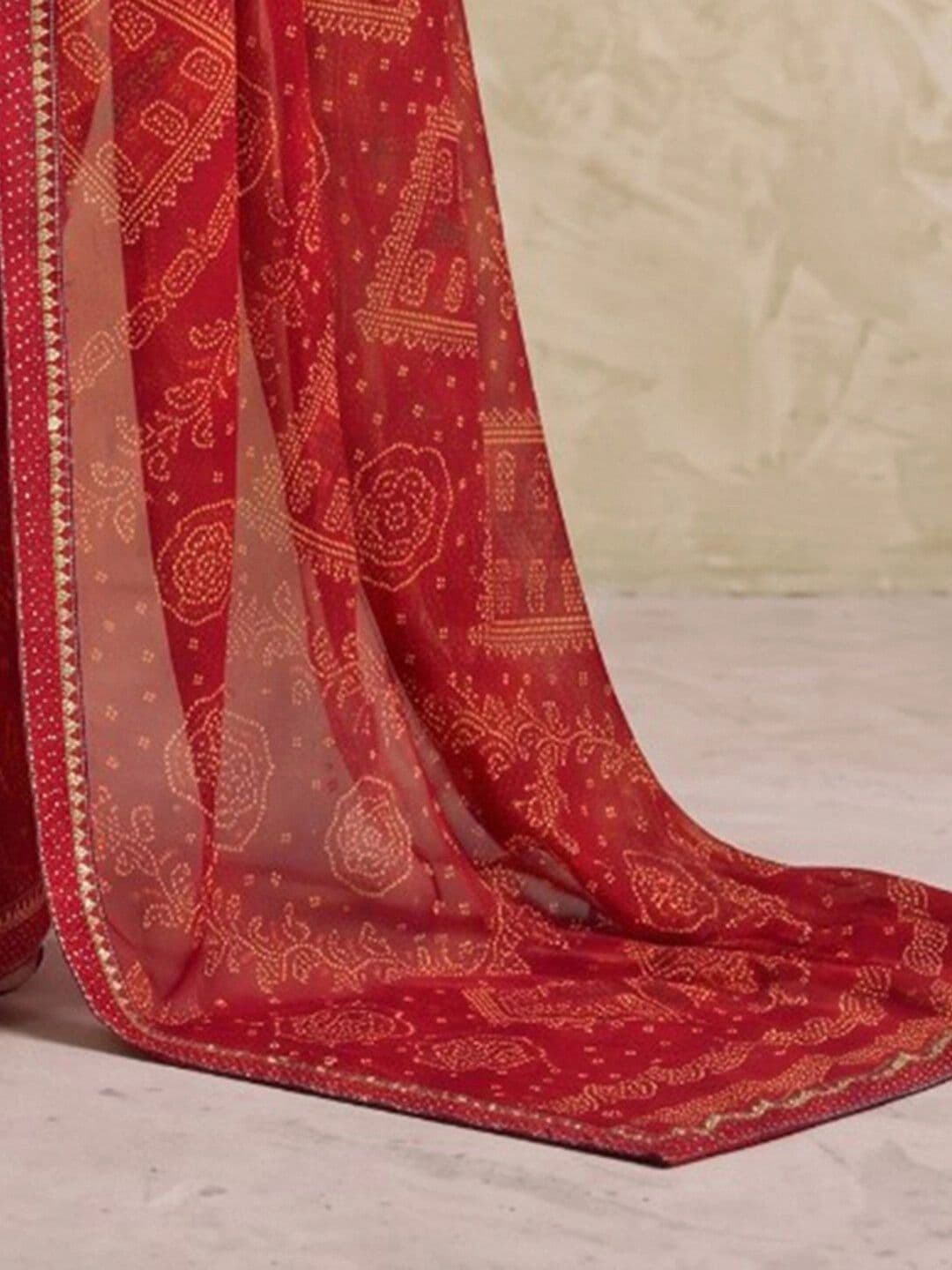 SAARA Bandhani Pure Georgette Saree thumbnail 6