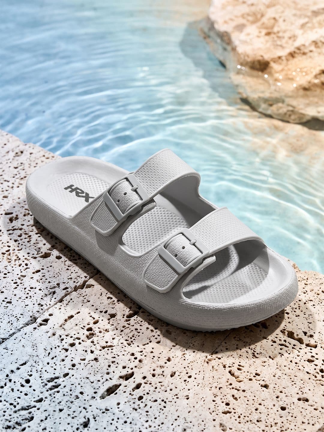 HRX by Hrithik Roshan Men Beige Rubber Sliders - view 1