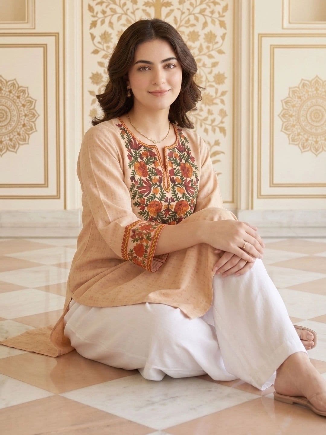 House of Pataudi Women Ethnic Motifs Embroidered Thread Work Kurta thumbnail 3