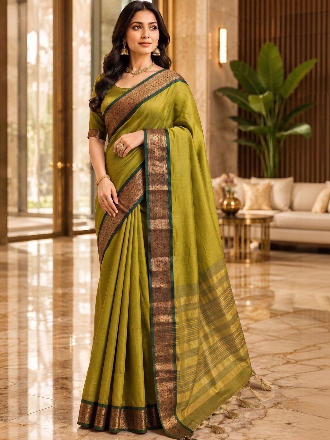 Owee Zari Silk Cotton Designer Narayan Peth Saree thumbnail 4