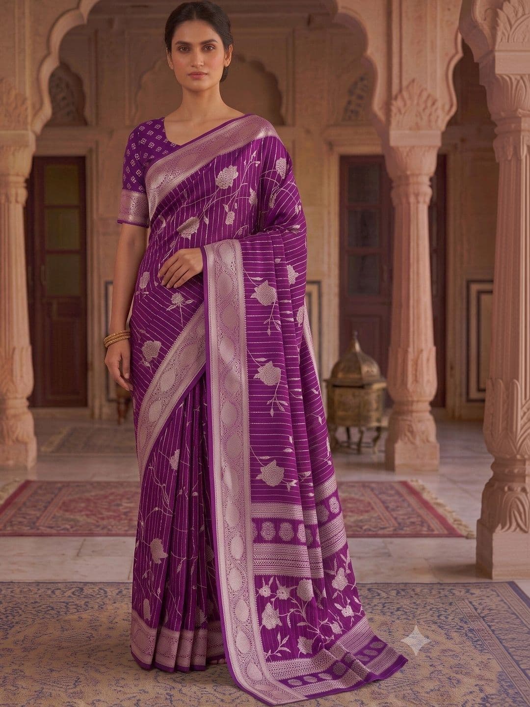 NARIVESH TRENDS Zari Poly Crepe Saree - view 1