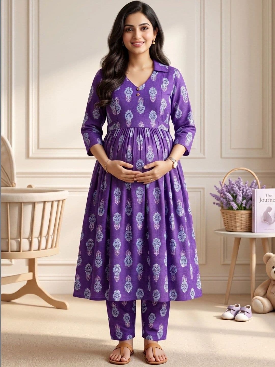 DUMMY SHAPE Women Ethnic Motifs Printed Empire Kurta with Trousers - view 1