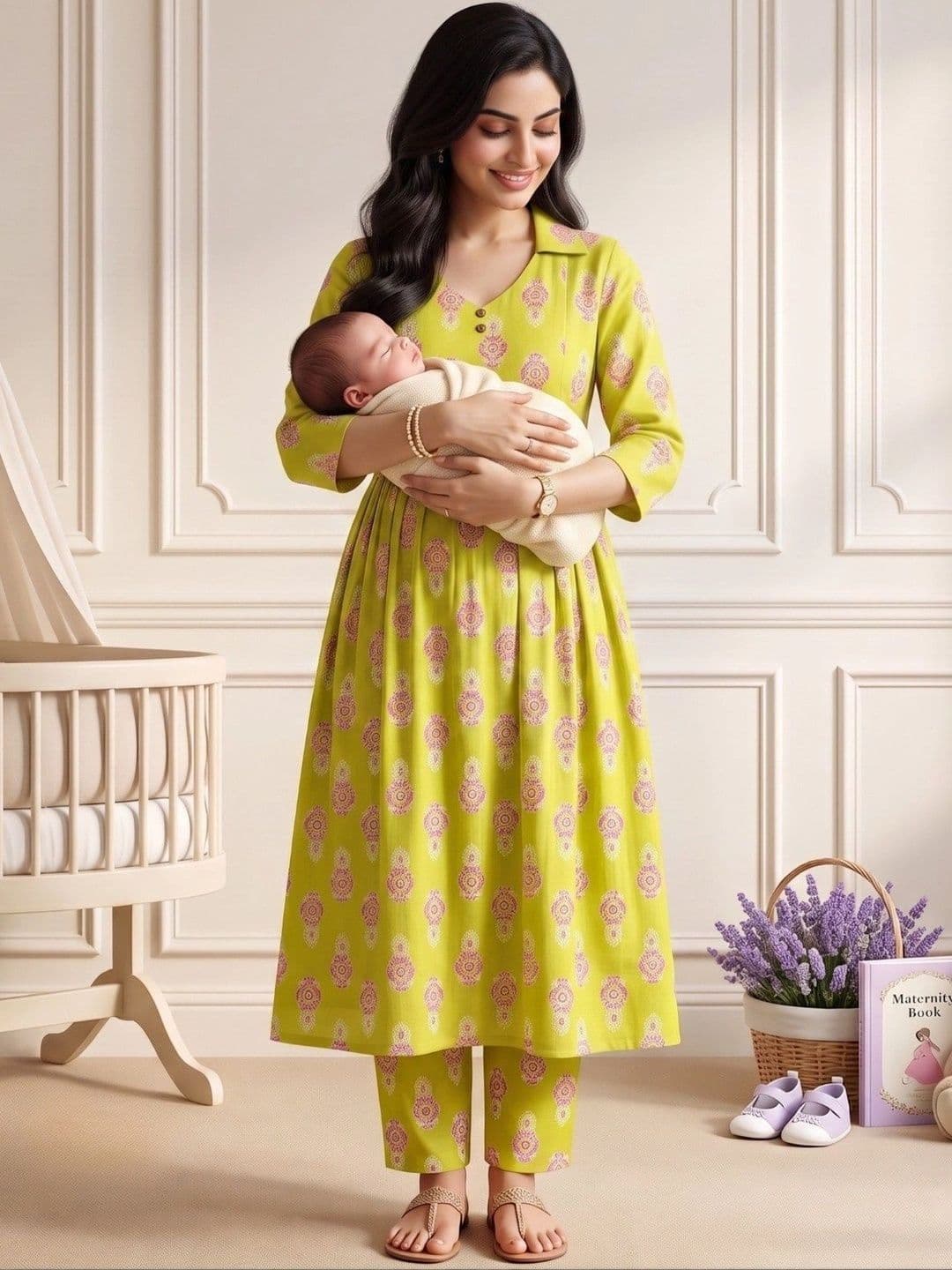 DUMMY SHAPE Women Ethnic Motifs Printed Empire Kurta with Trousers thumbnail 4