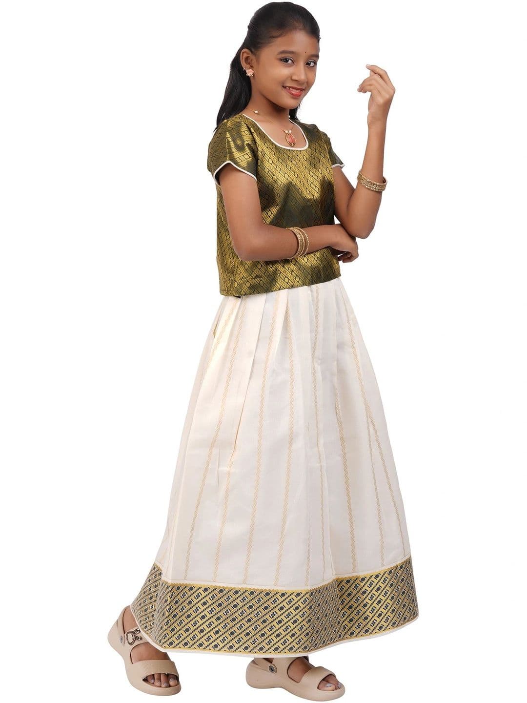 SKV ETHNIVERSE Girls Ready to Wear Lehenga & thumbnail 2