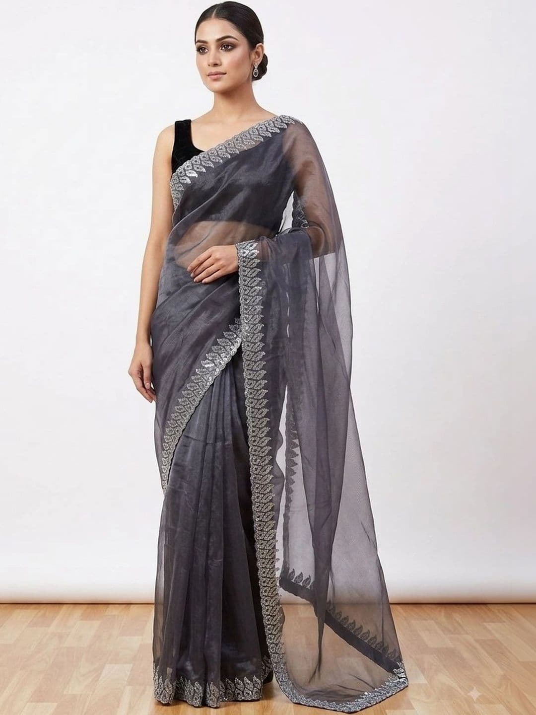 DEVI FASHIONS LLP Ethnic Motifs Tissue Saree - view 1