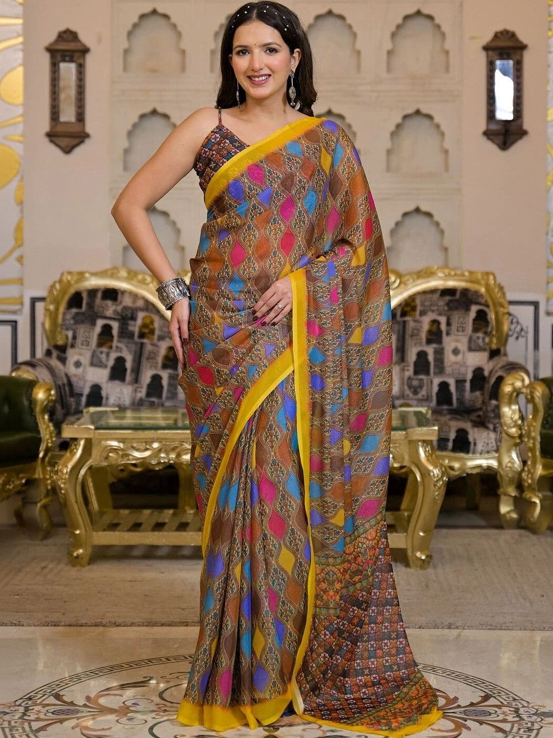 KALINI Woven Design Pure Georgette Saree - view 1