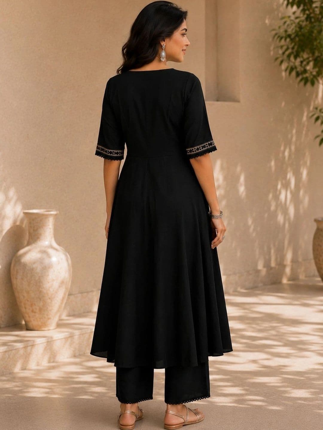 Sangria Women Ethnic Motifs Angrakha Chikankari Kurta with Palazzos & With Dupatta thumbnail 4