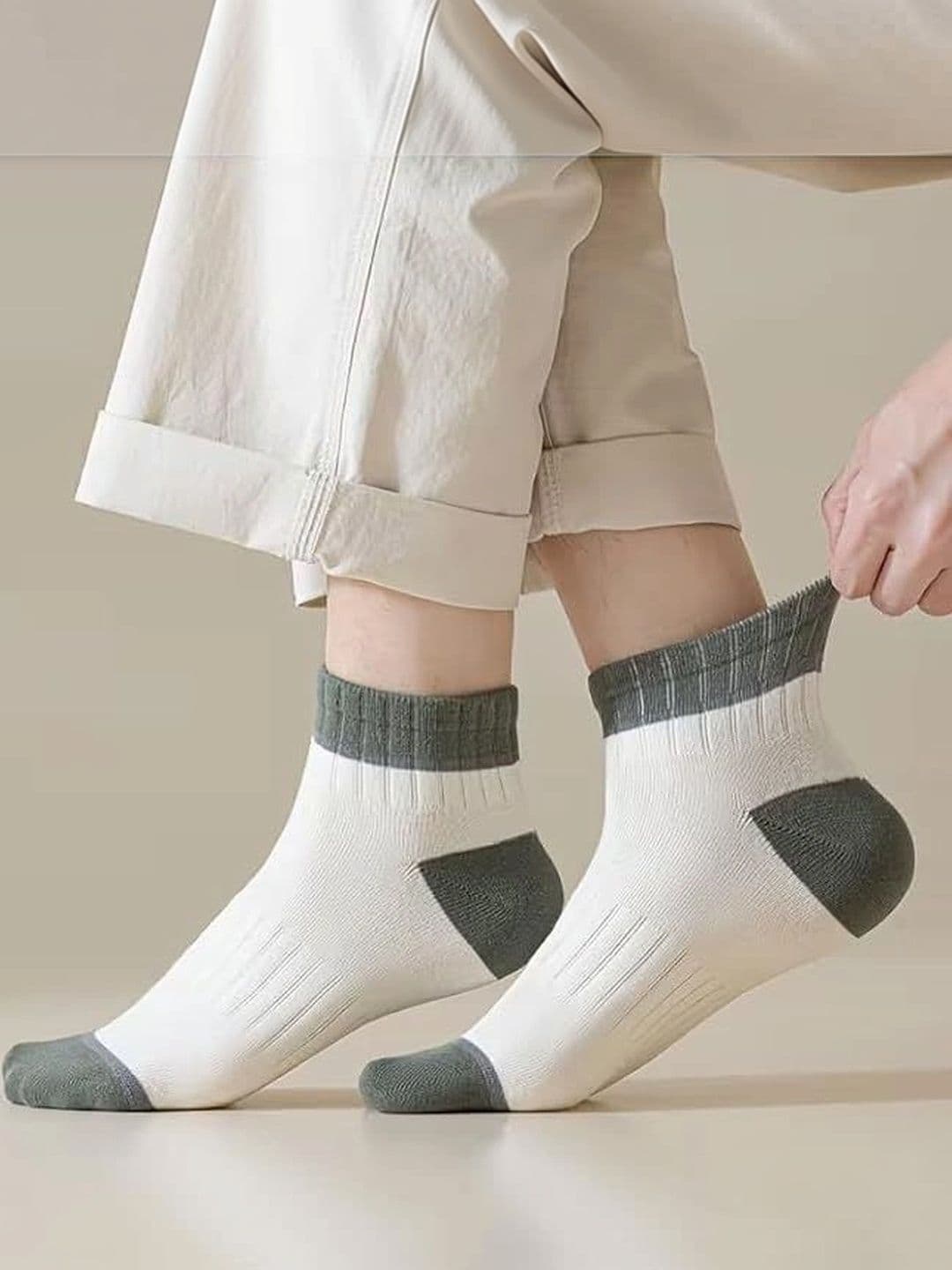 REDCARP Men Pack of 6 Cotton Colourblocked Ankle Length Socks thumbnail 3