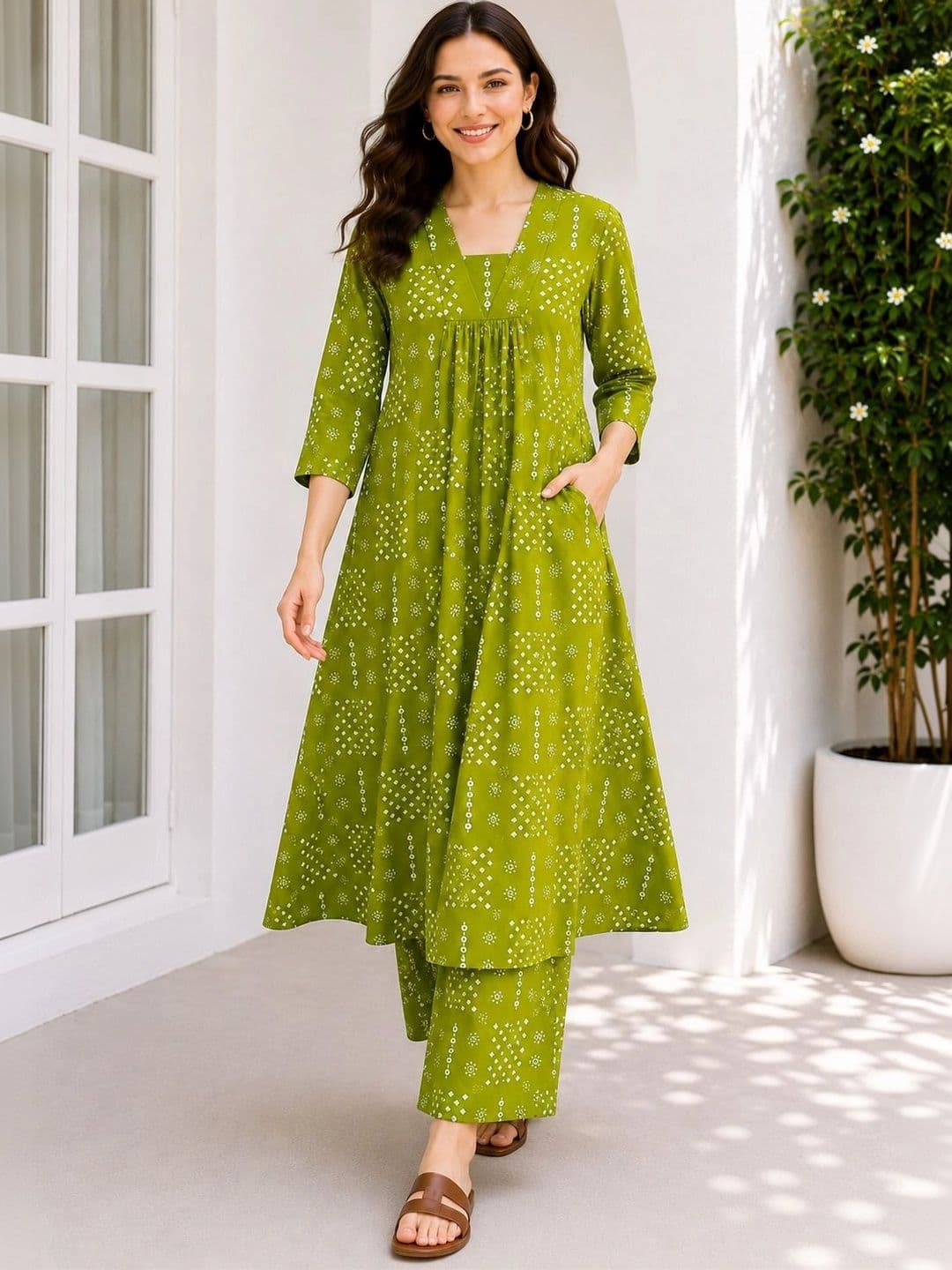 EVANORA Women Ethnic Motifs Printed Regular Kurta with Palazzos - view 1