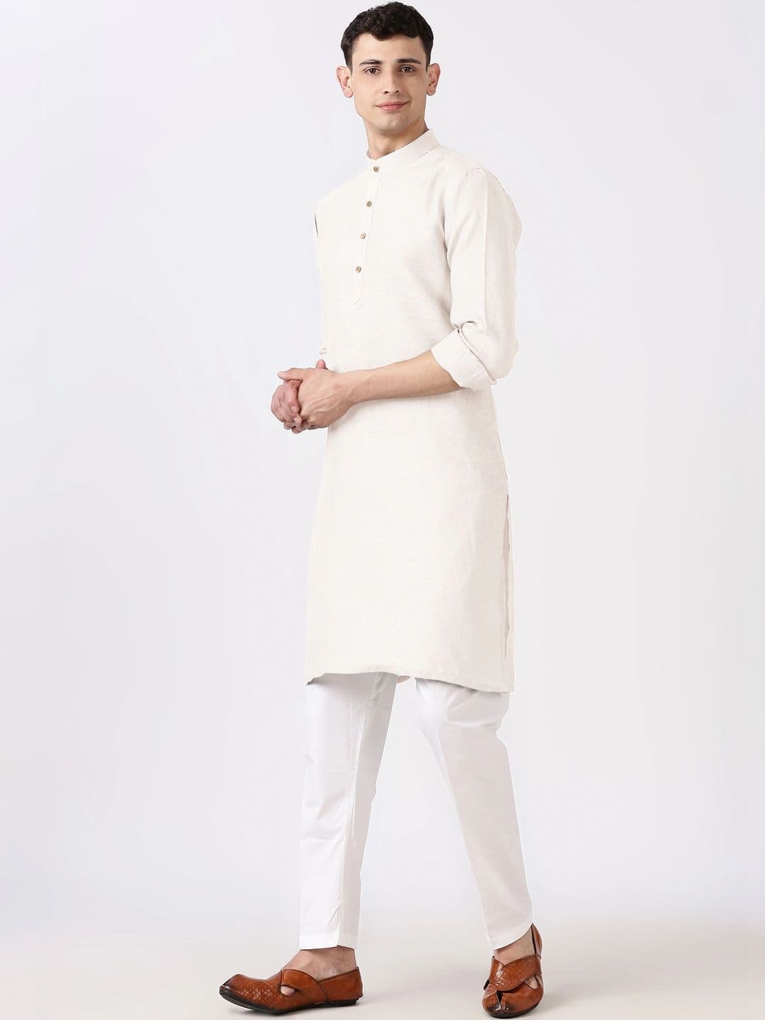 Anouk Men Cotton Linen Kurta thumbnail 2