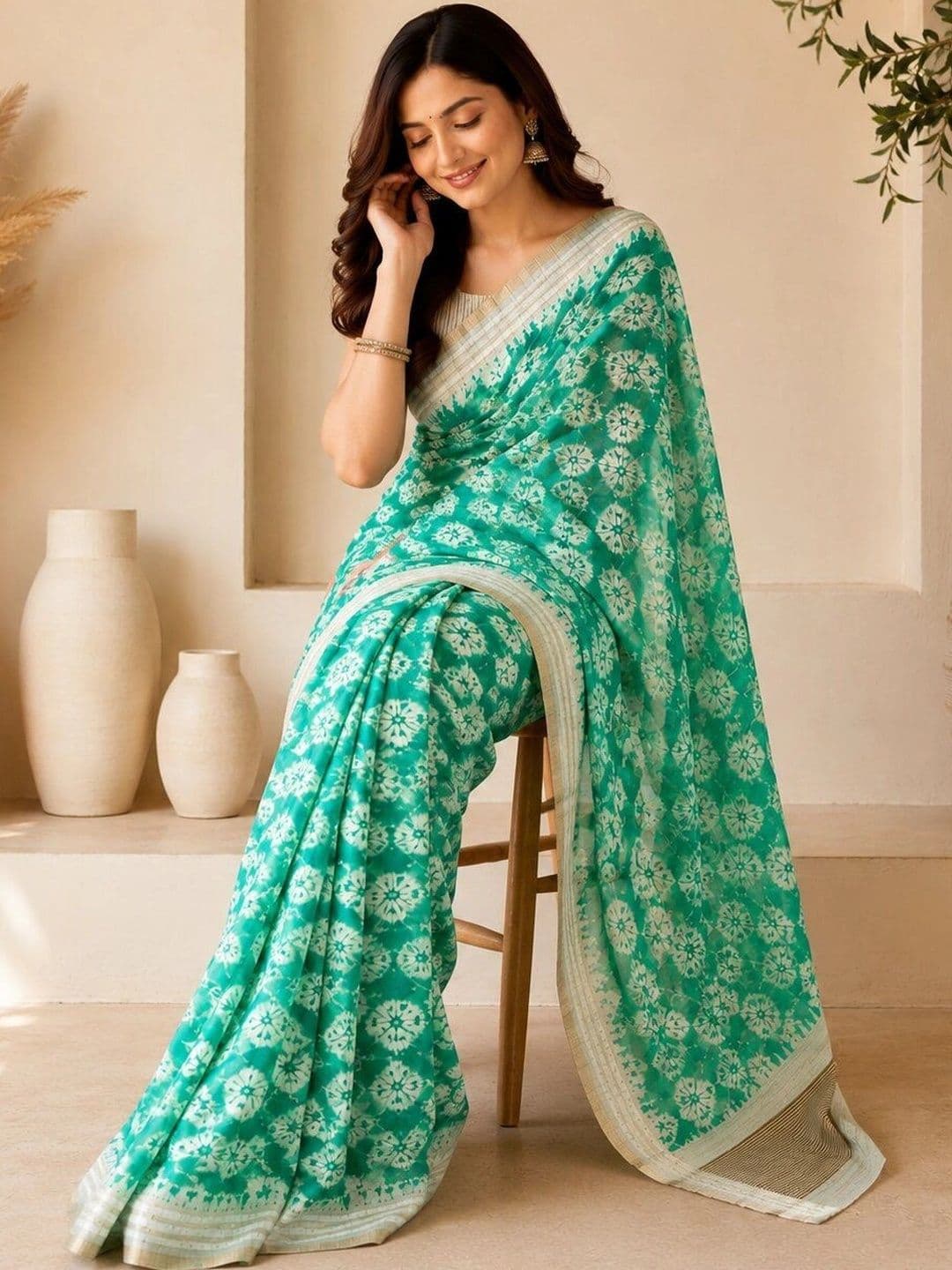 NARIVESH TRENDS Tie and Dye Art Silk Saree thumbnail 5