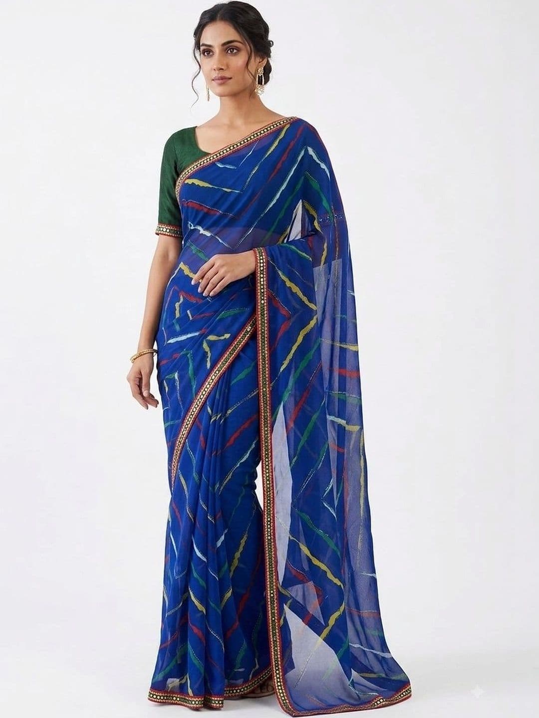 DEVI FASHIONS LLP Leheriya Poly Georgette Saree - view 1