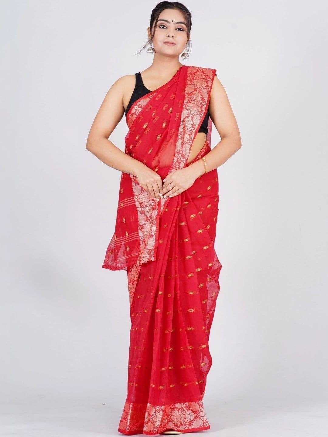 TANTSHREE Woven Design Zari Pure Cotton Saree thumbnail 2