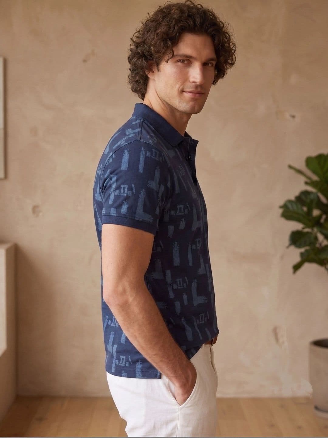 Roadster Men Printed Polo Collar T-shirt thumbnail 6