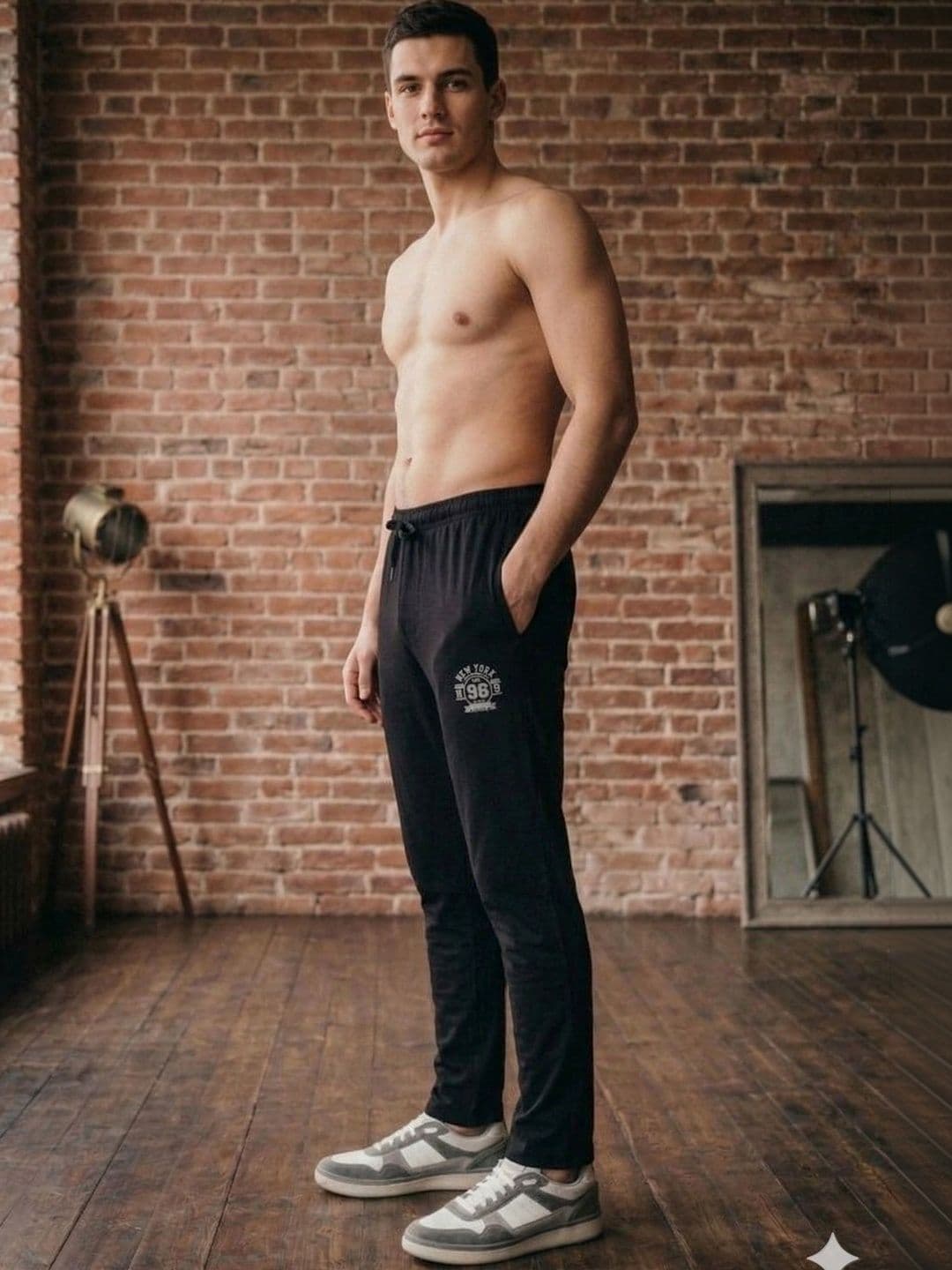 24 Street Men Straight Fit Brand Logo Training Joggers thumbnail 3