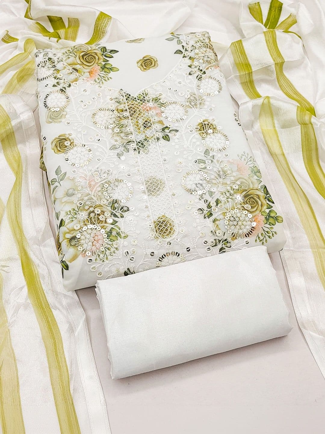 KALINI Printed Silk Georgette Semi-Stitched Dress Material - view 1