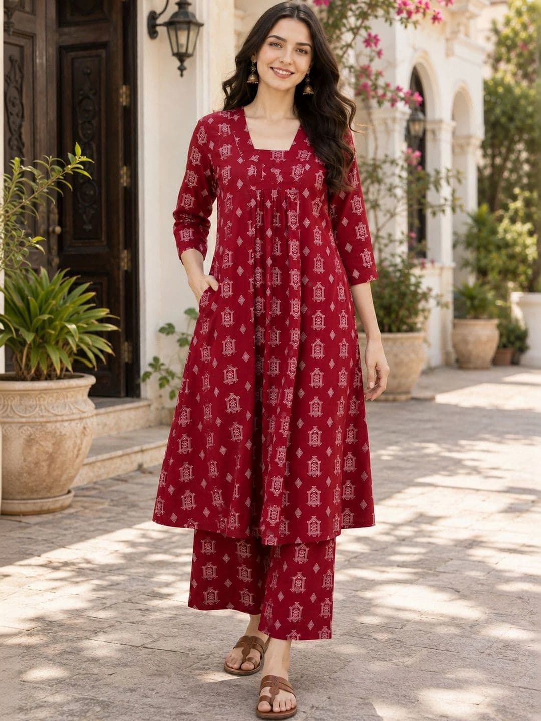 NEW ETHNIC 4 YOU Women Printed Regular Kurta with Palazzos thumbnail 3