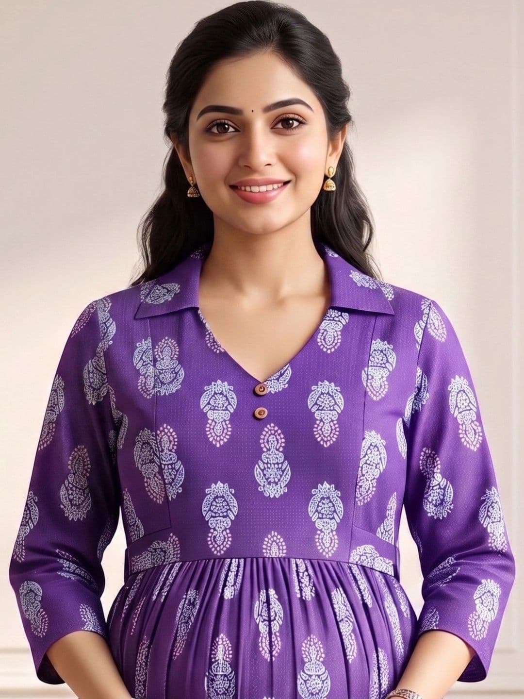 DUMMY SHAPE Women Ethnic Motifs Printed Empire Kurta with Trousers thumbnail 2