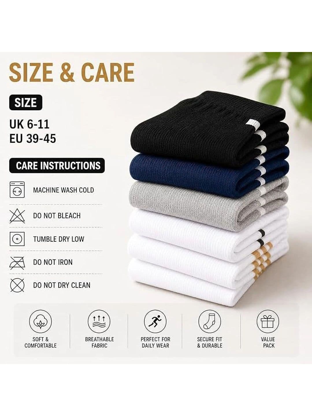 MERCEHIVE Men Pack of 5 Cotton Patterned Ankle Length Socks thumbnail 3