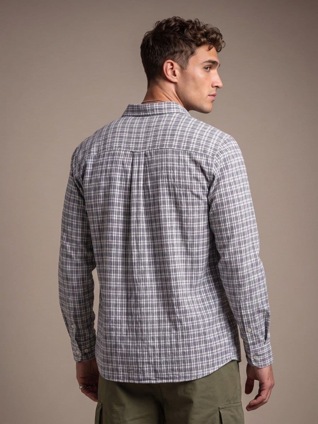 glitchez Pure Cotton Checked Relaxed Fit Casual Shirt thumbnail 3