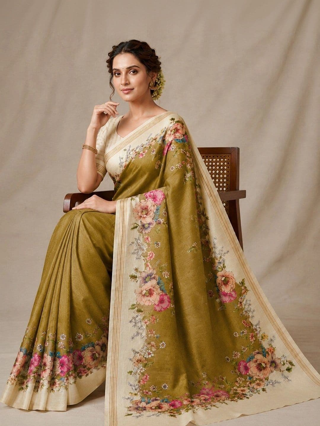 NARIVESH TRENDS Floral Art Silk Saree thumbnail 4