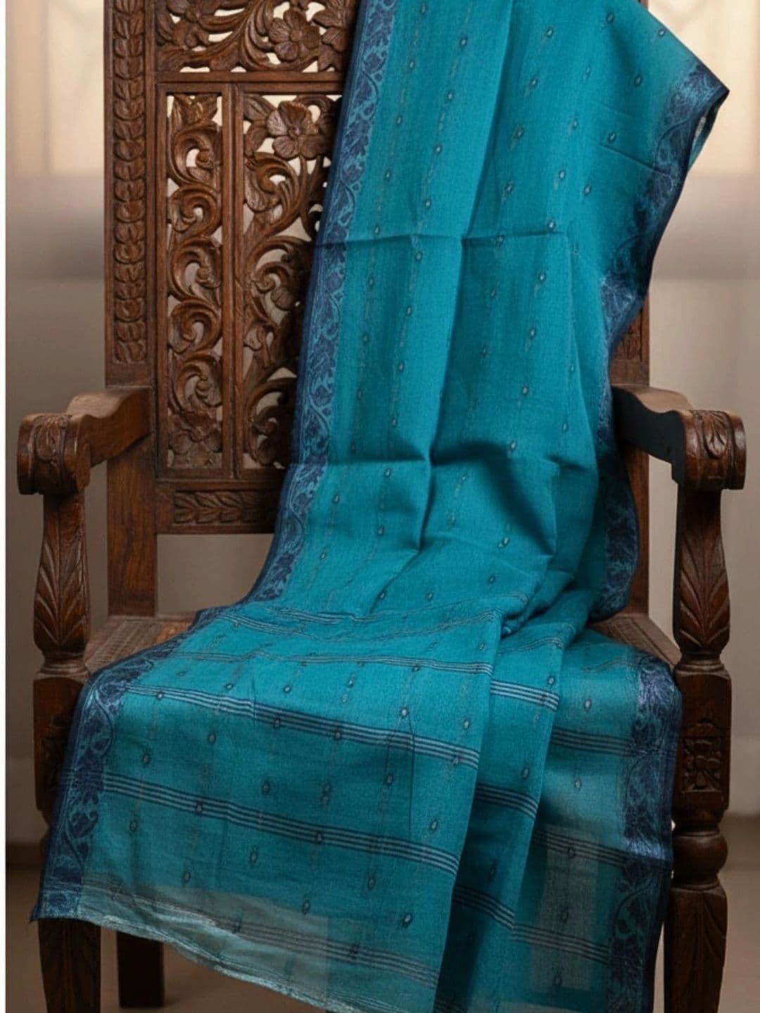 TANTSHREE Striped Pure Cotton Saree thumbnail 2