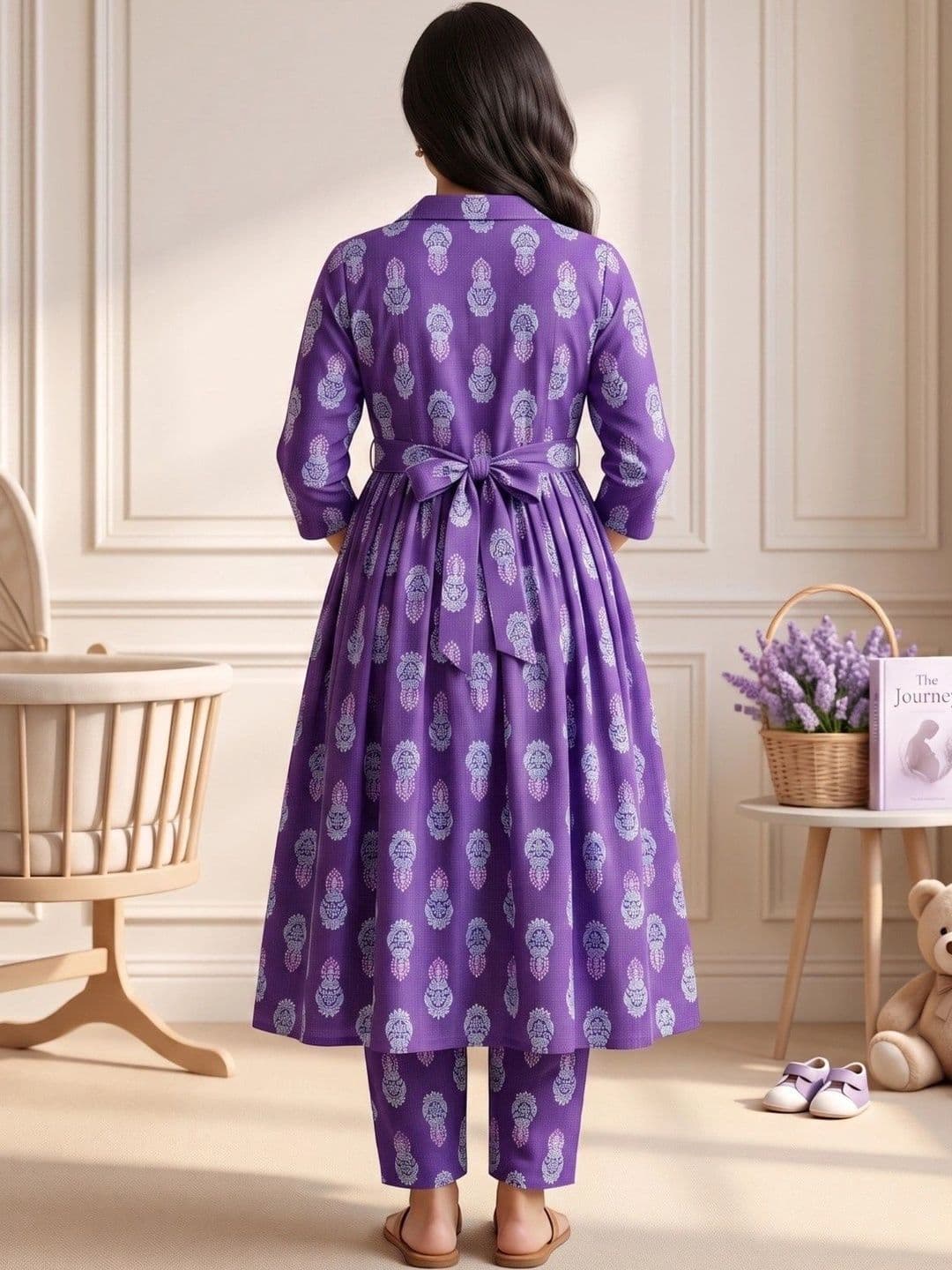 DUMMY SHAPE Women Ethnic Motifs Printed Empire Kurta with Trousers thumbnail 3