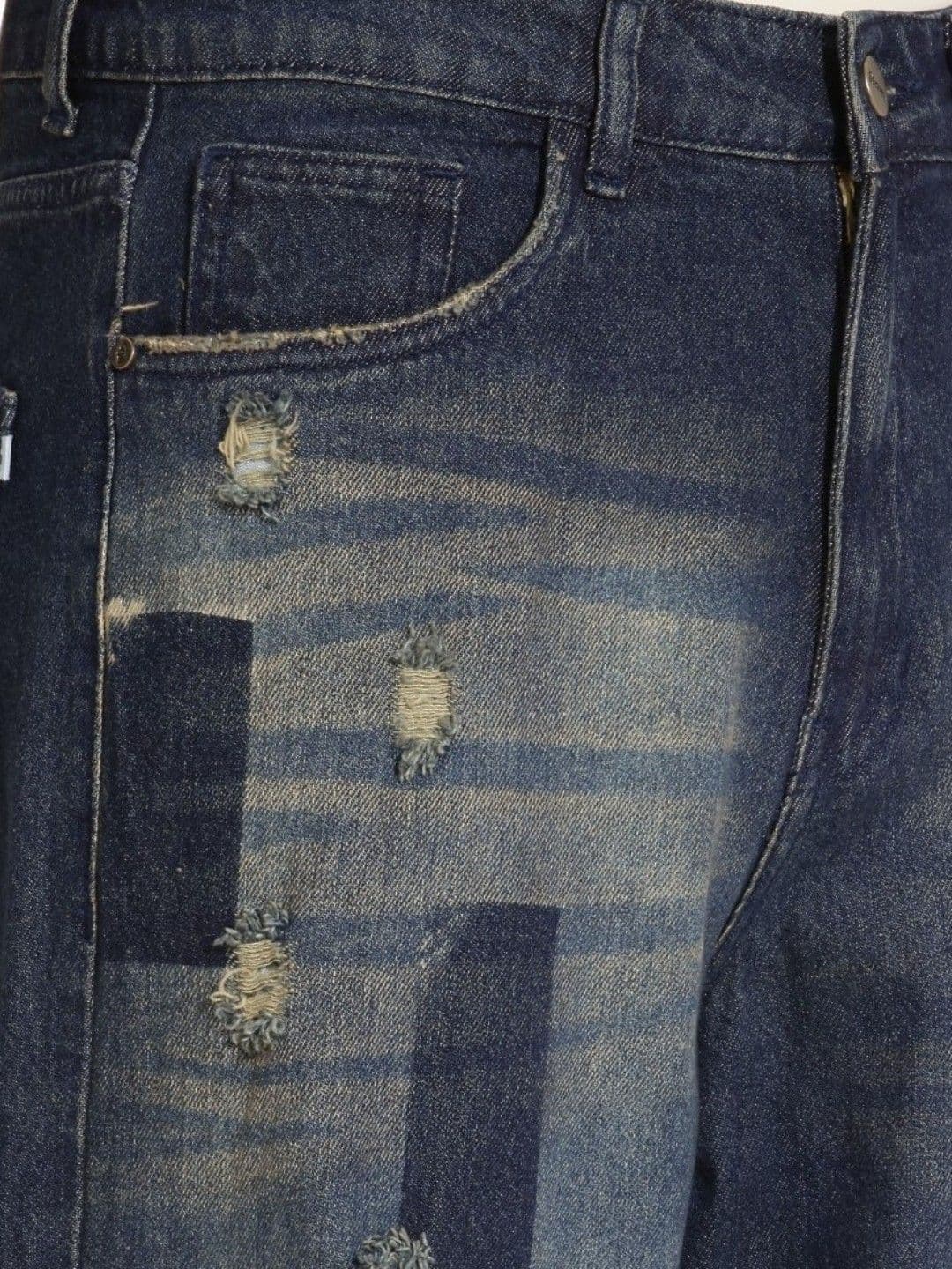 glitchez Men Barrel Fit Highly Distressed Light Fade Stretchable Jeans thumbnail 4