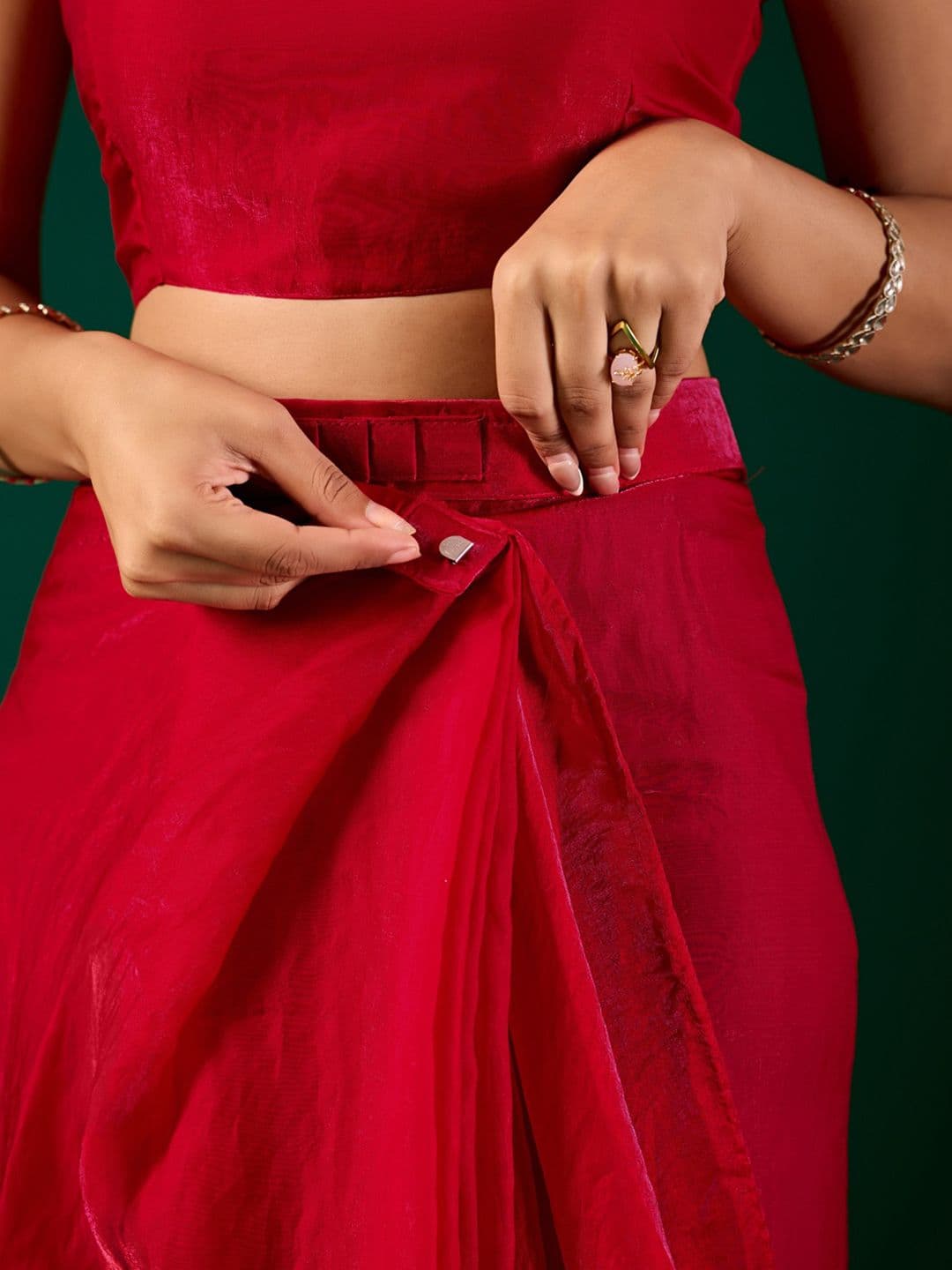 house of kk Embellished Beads and Stones Satin Designer Saree thumbnail 5