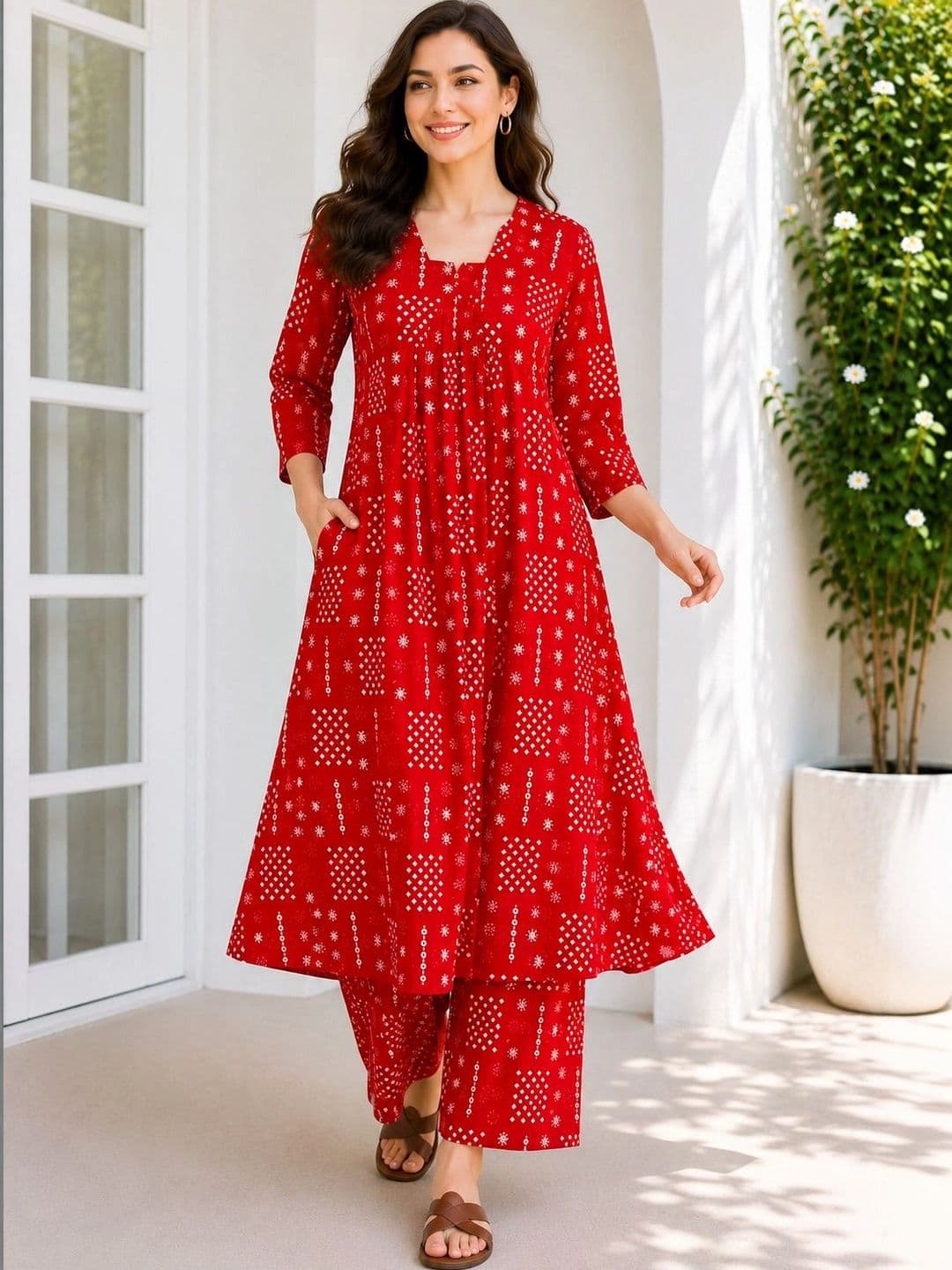 EVANORA Women Printed Regular Kurta with Palazzos - view 1