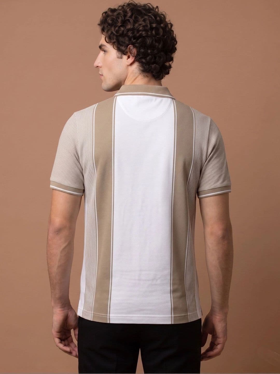 Roadster Men Striped Polo Collar Monochrome Pockets T-shirt thumbnail 2