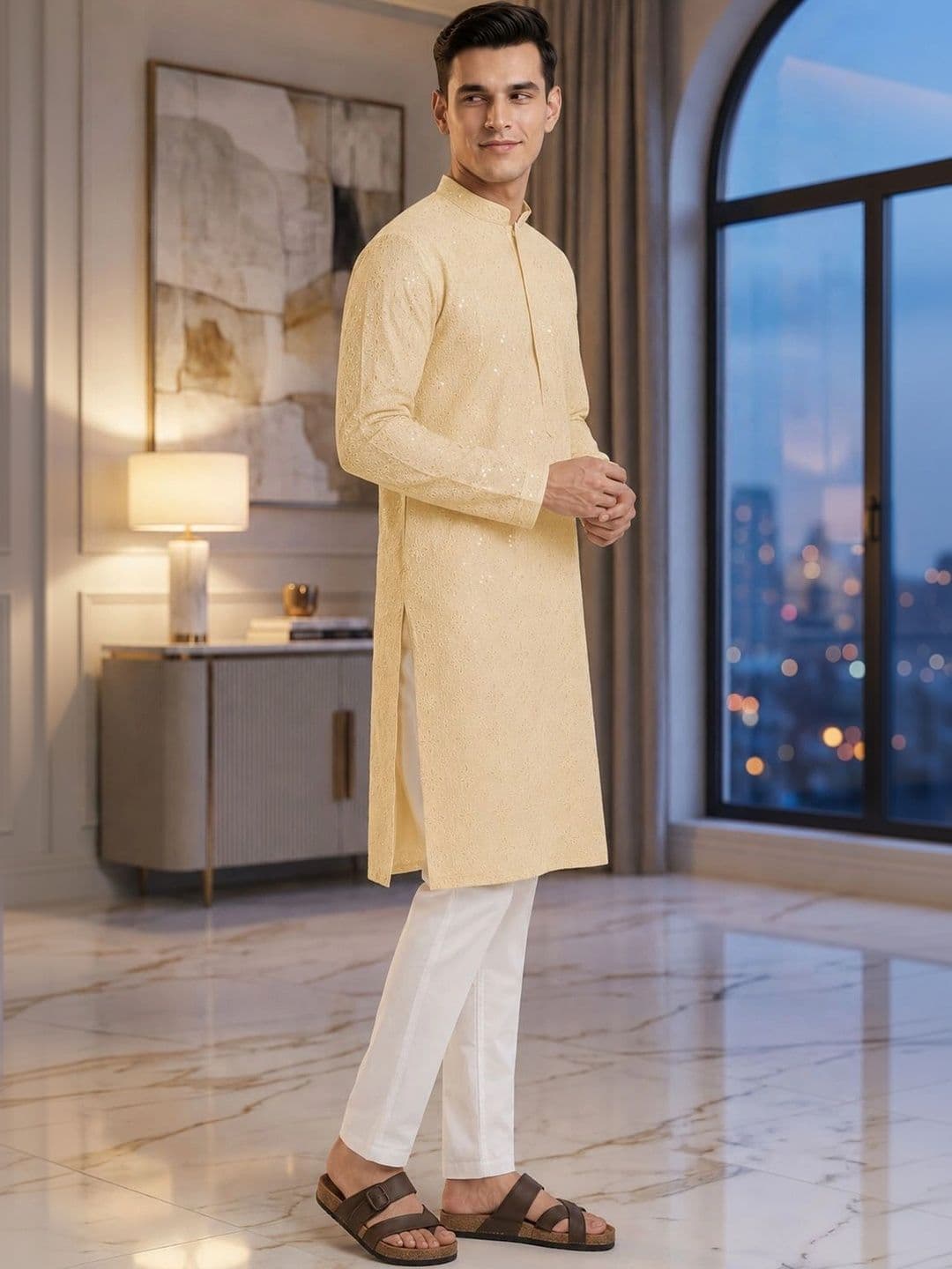 Anouk Men Ethnic Motifs Embroidered Sequinned Kurta thumbnail 5