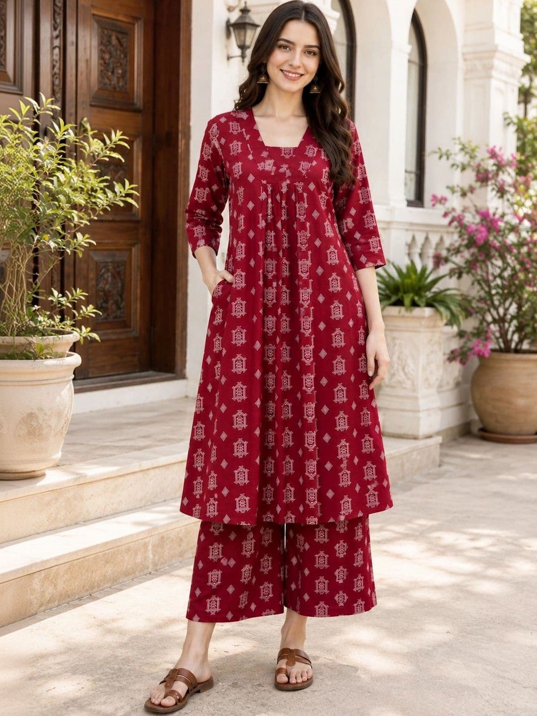 NEW ETHNIC 4 YOU Women Printed Regular Kurta with Palazzos thumbnail 2