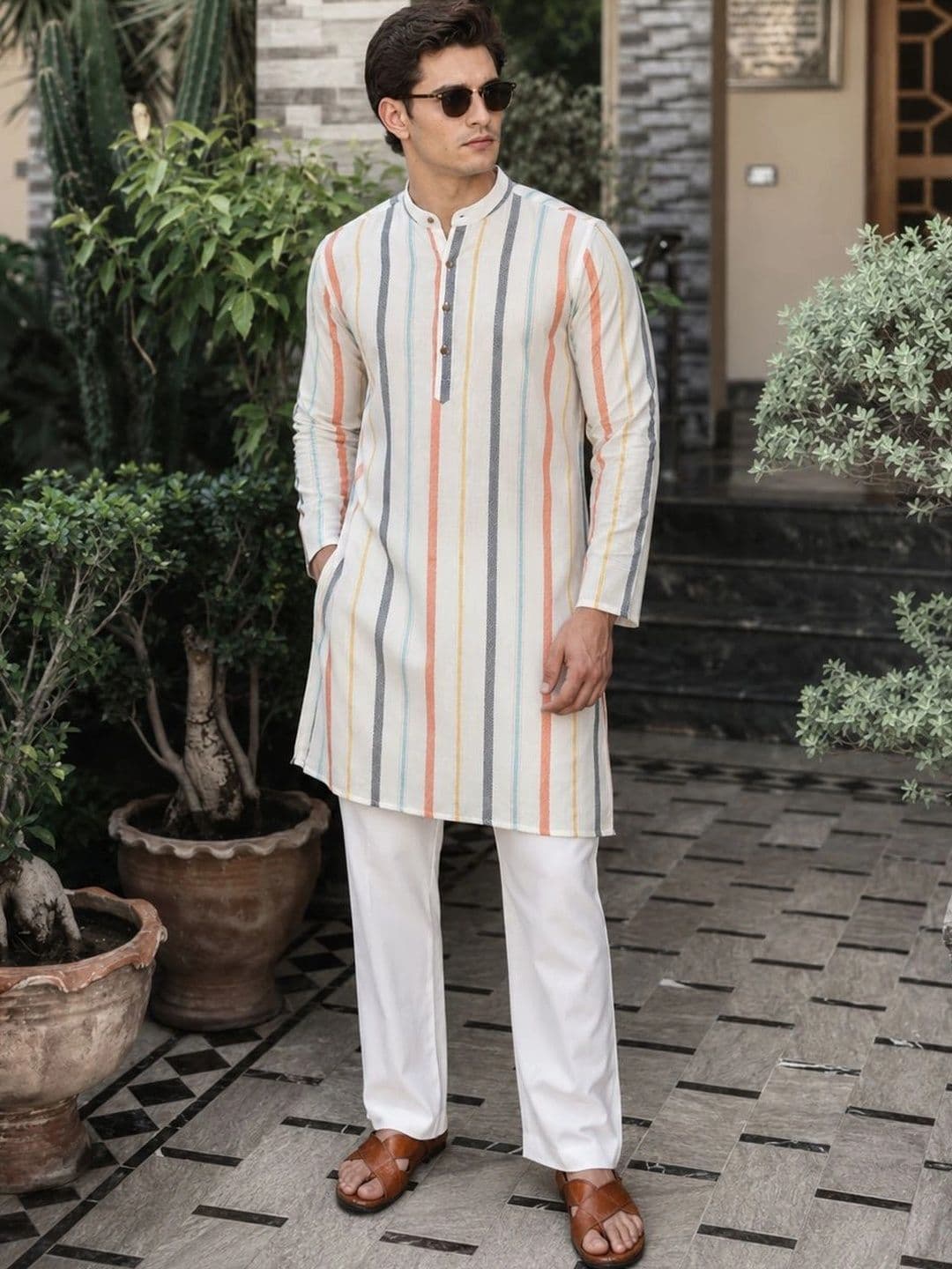 Anouk Men Cotton Striped Kurta - view 1