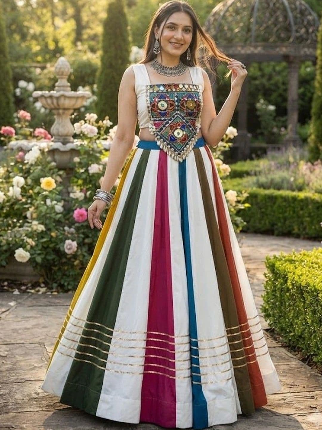 VASTRYN Embellished Mirror Work Ready to Wear Lehenga & Unstitched - view 1