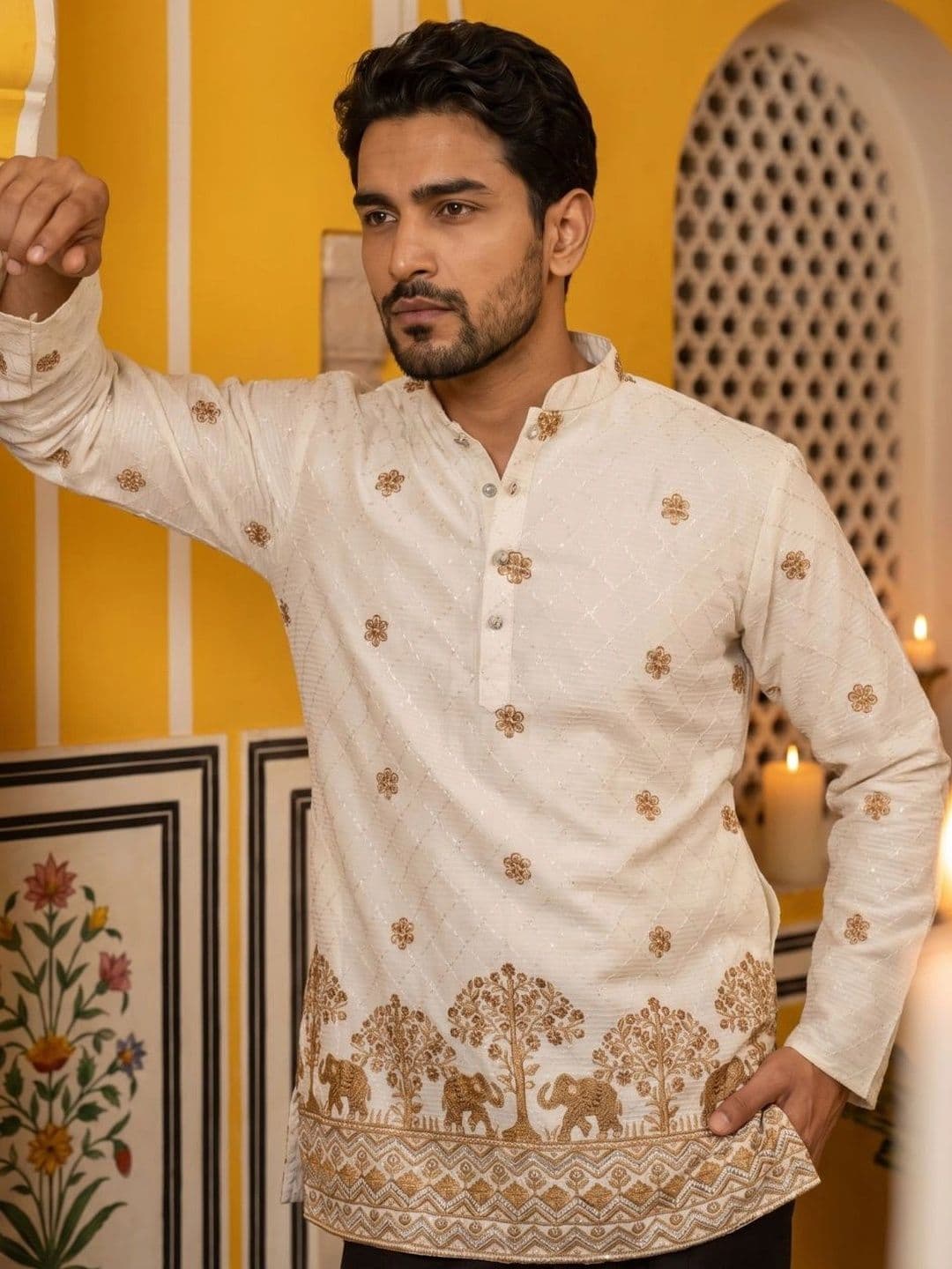 Jompers Men Embroidered Thread Work Kurta thumbnail 4