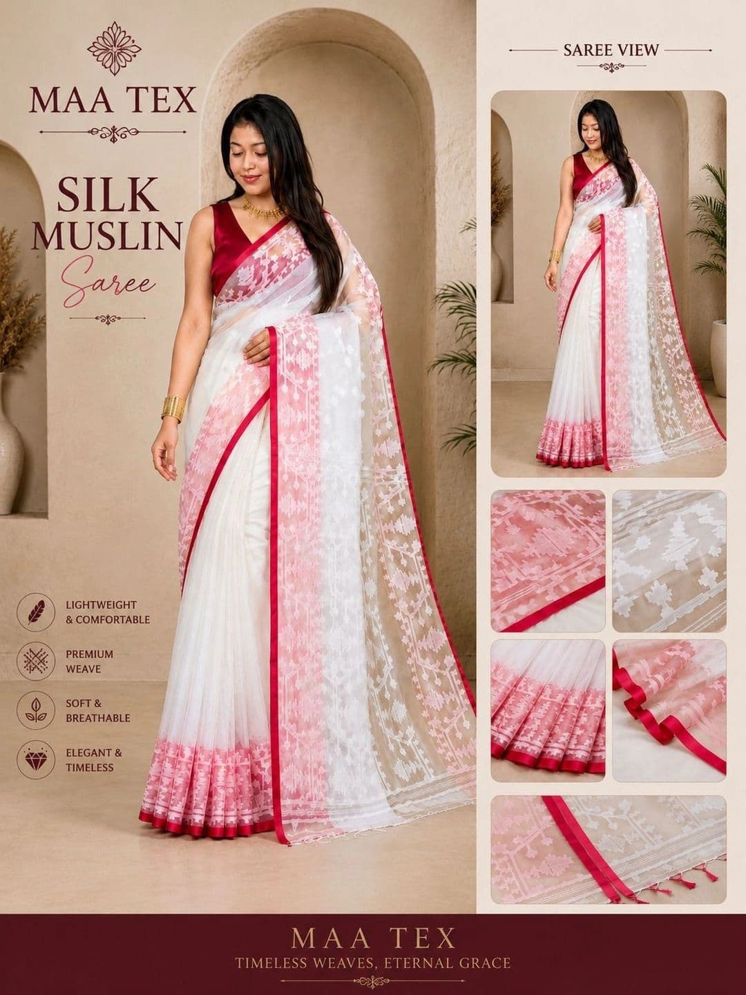 TANTSHREE Pure Cotton Saree thumbnail 2