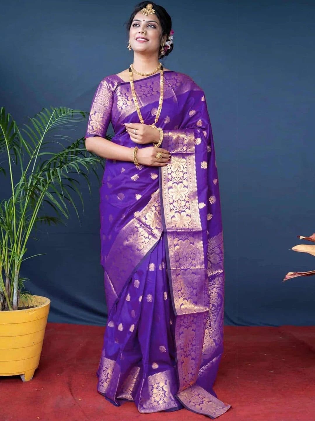 VYOM CREATION Woven Design Zari Art Silk Banarasi Saree - view 1