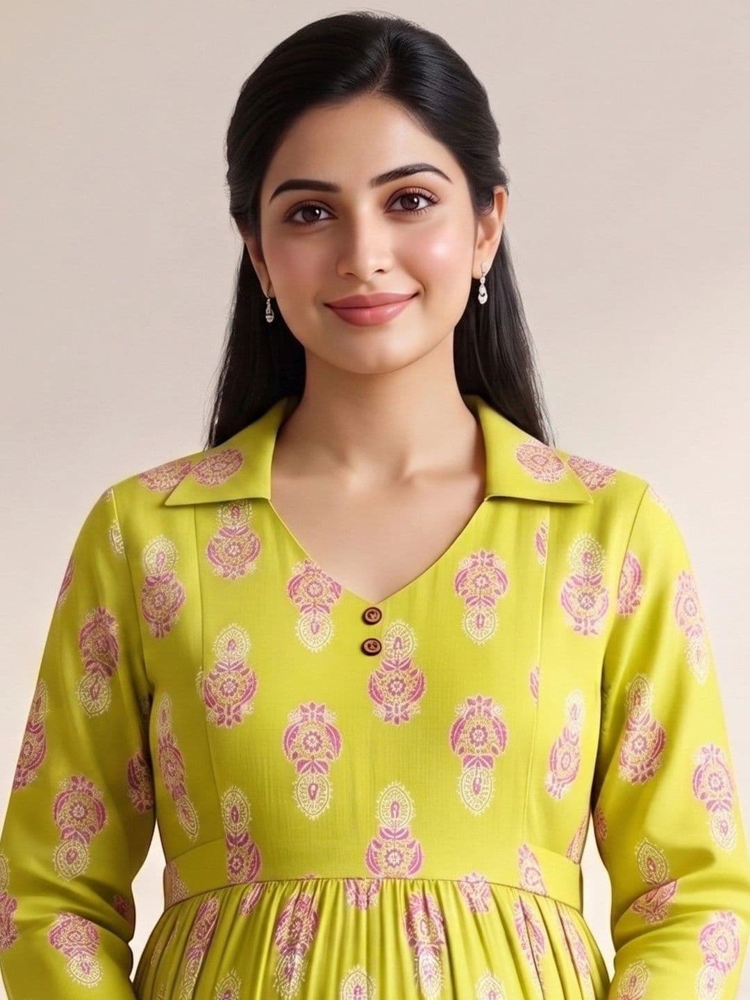DUMMY SHAPE Women Ethnic Motifs Printed Empire Kurta with Trousers thumbnail 3