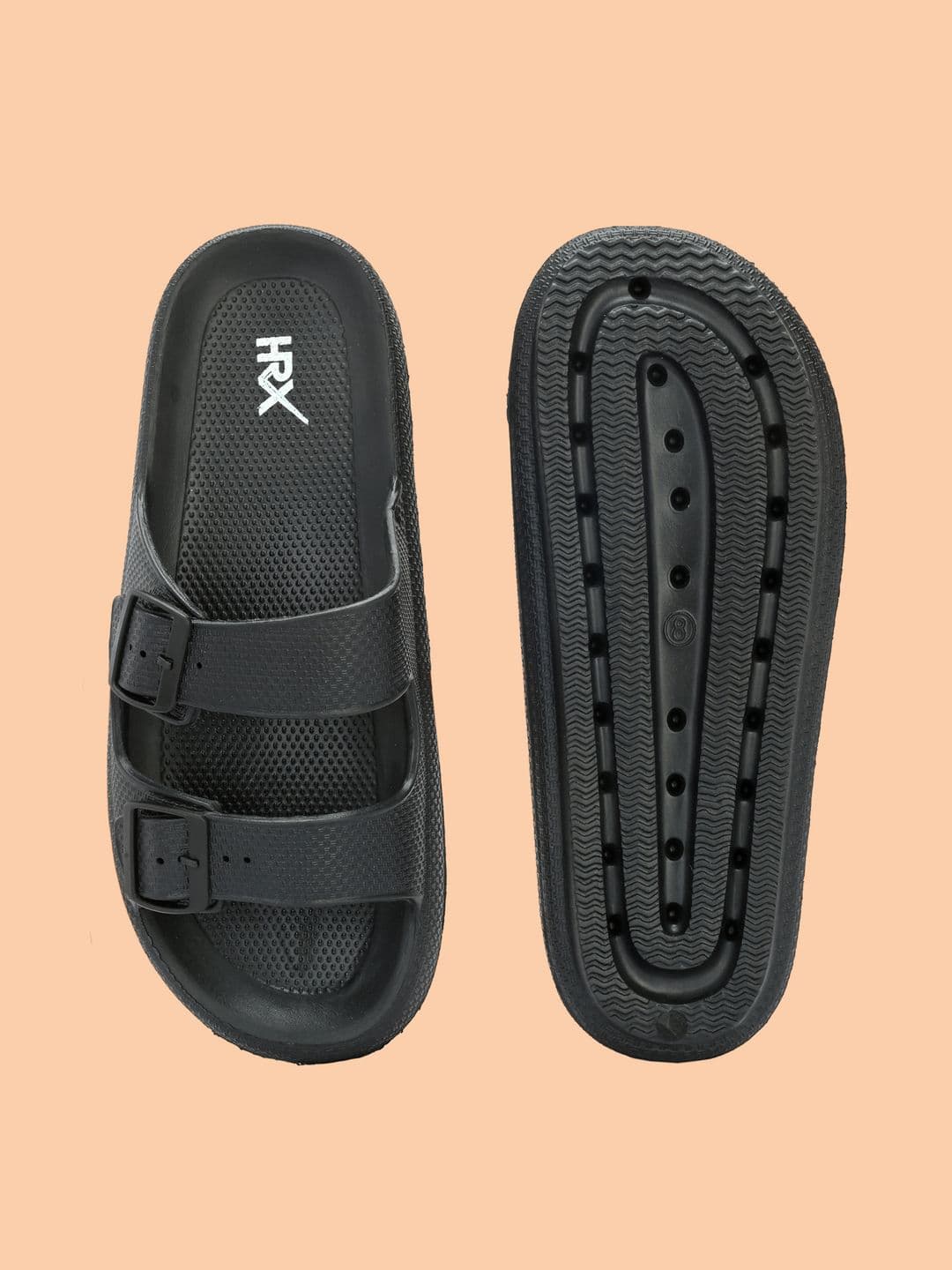 HRX by Hrithik Roshan Men Black Textured Sliders thumbnail 6