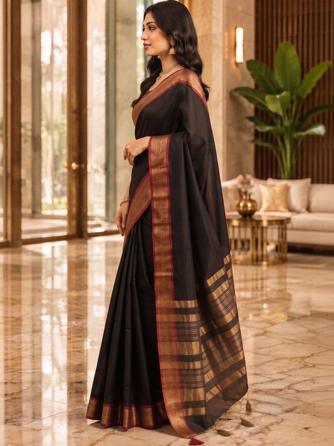 Owee Zari Silk Cotton Designer Narayan Peth Saree thumbnail 3