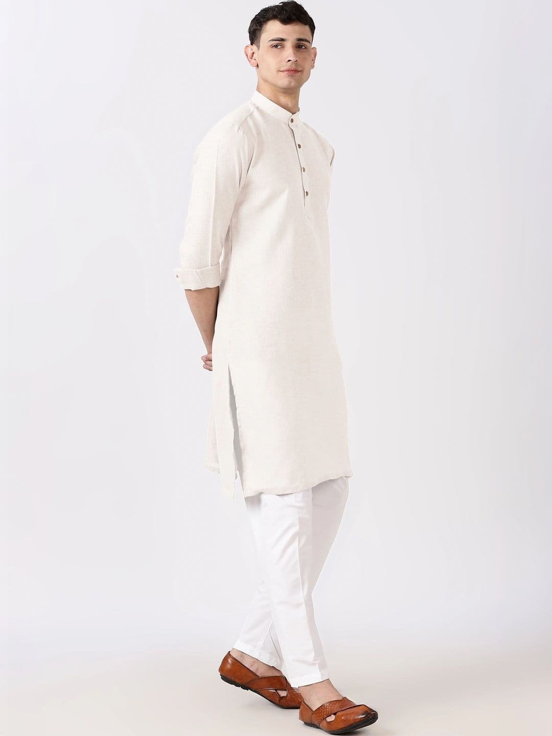 Anouk Men Cotton Linen Kurta thumbnail 4